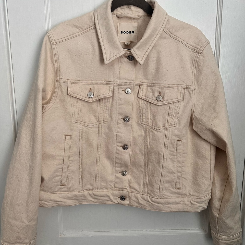 Boden Ecru Rigid Denim Jacket for Women